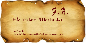 Fürster Nikoletta névjegykártya